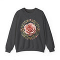 Rose Wreath Crewneck Sweatshirt — Vintage Floral Rose Pullover