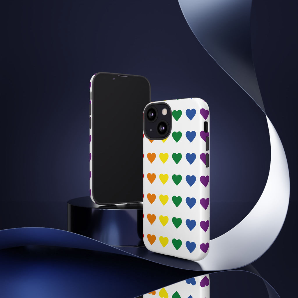Rainbow Heart Tough Phone Case — Pride Pattern Protective Cover