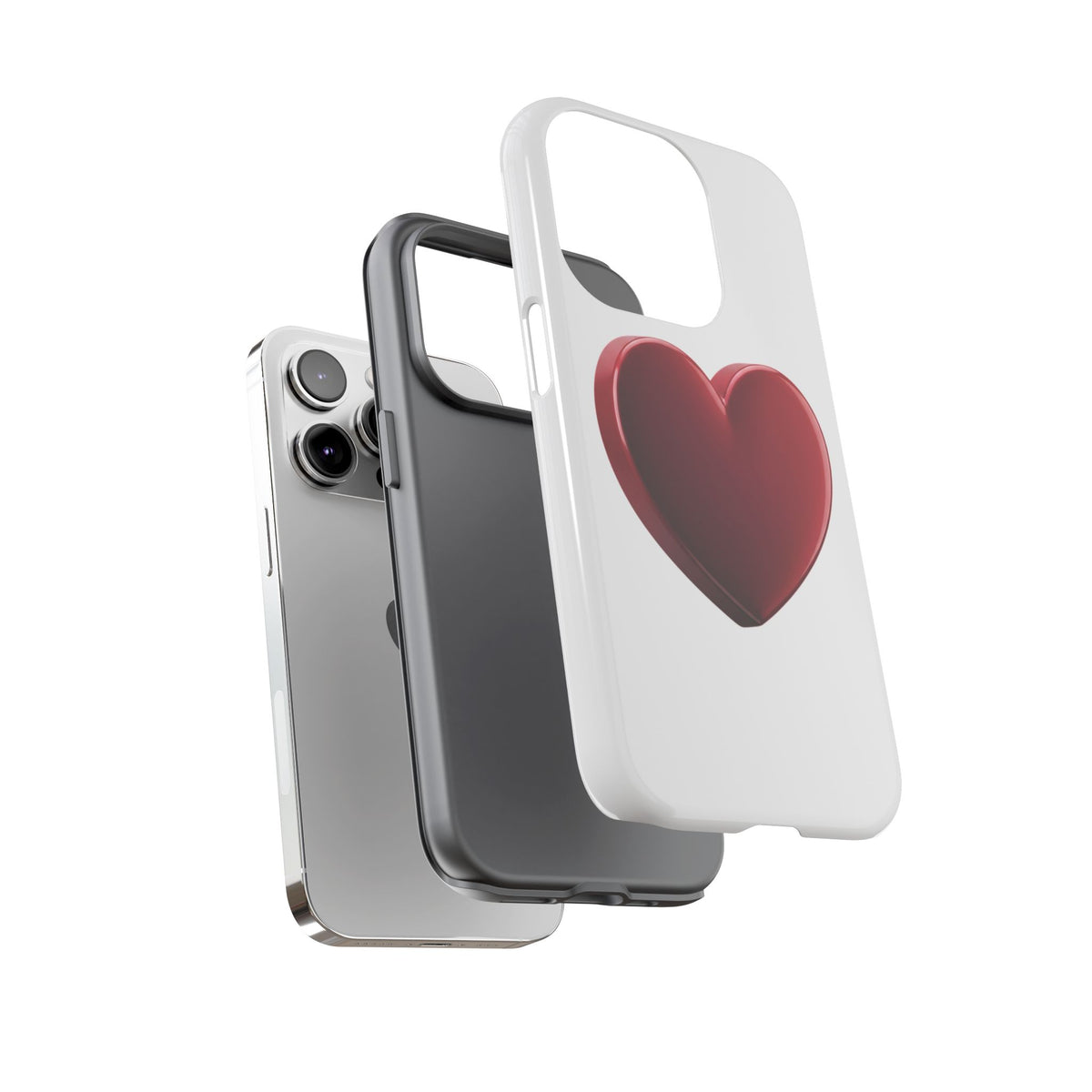 Heart Tough Phone Case - Red 3D Heart Protective Phone Case