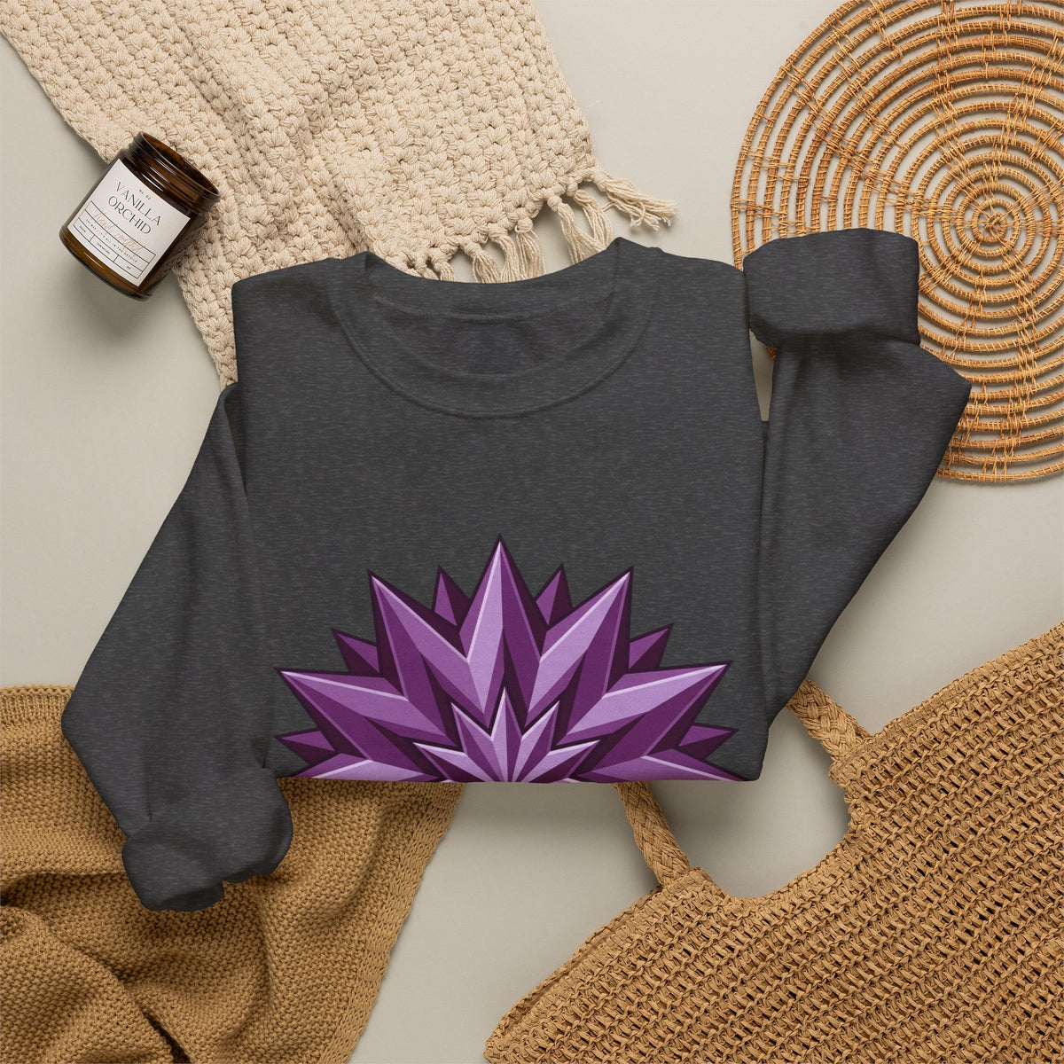 Purple Geometric Starburst Crewneck Sweatshirt