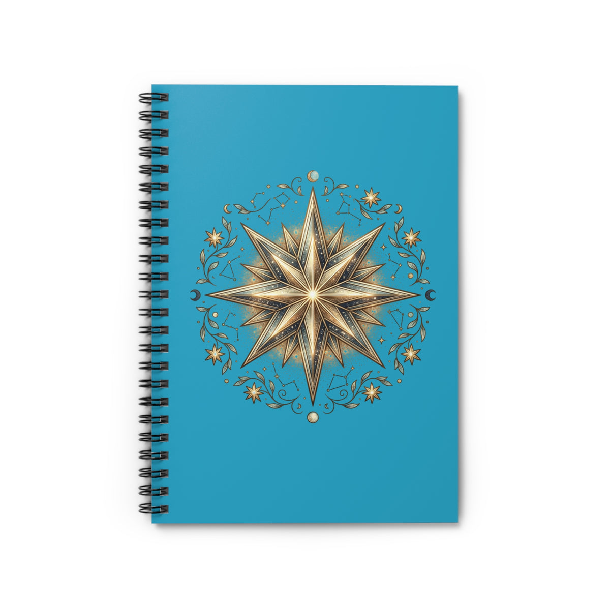 Star Print Spiral Notebook - Ruled Line- Turquoise