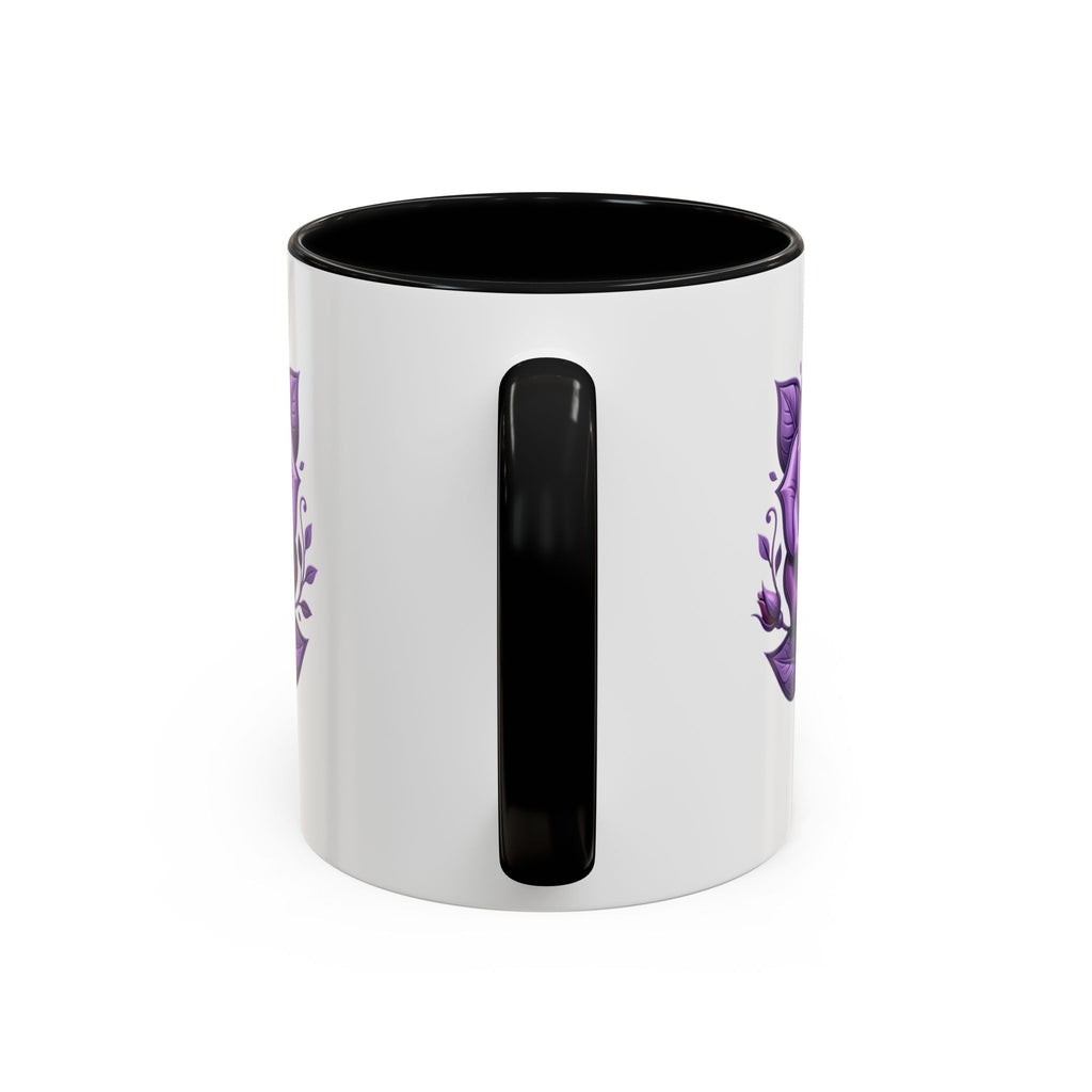 Purple Rose Accent Coffee Mug — Floral Gothic Tea Cup for Women & Gifts