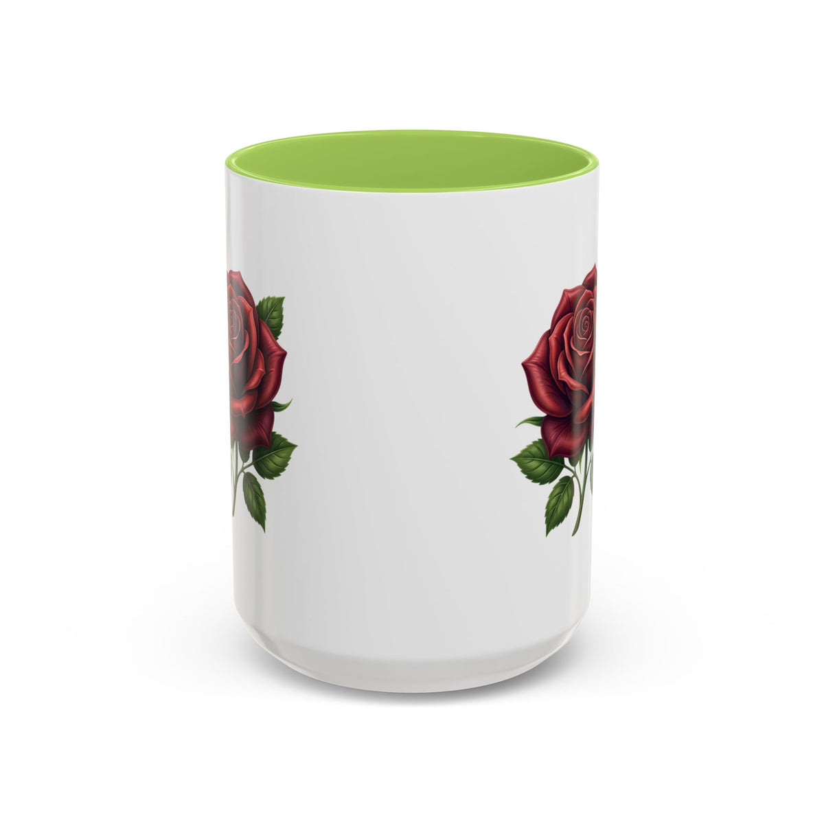 Red Rose Accent Coffee Mug — Floral Ceramic Coffee Cup (11/15oz)
