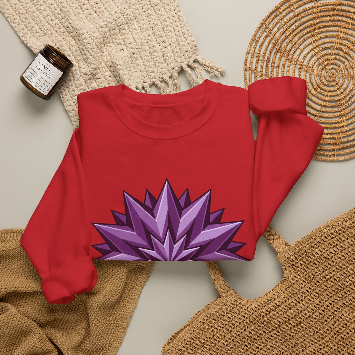 Purple Geometric Starburst Crewneck Sweatshirt