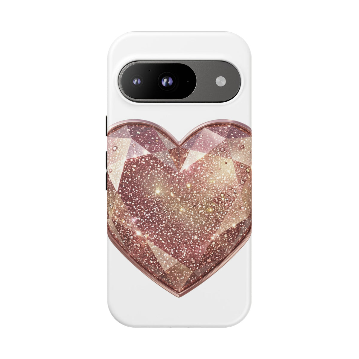 Rose Gold Glitter Crystal Heart Phone Case