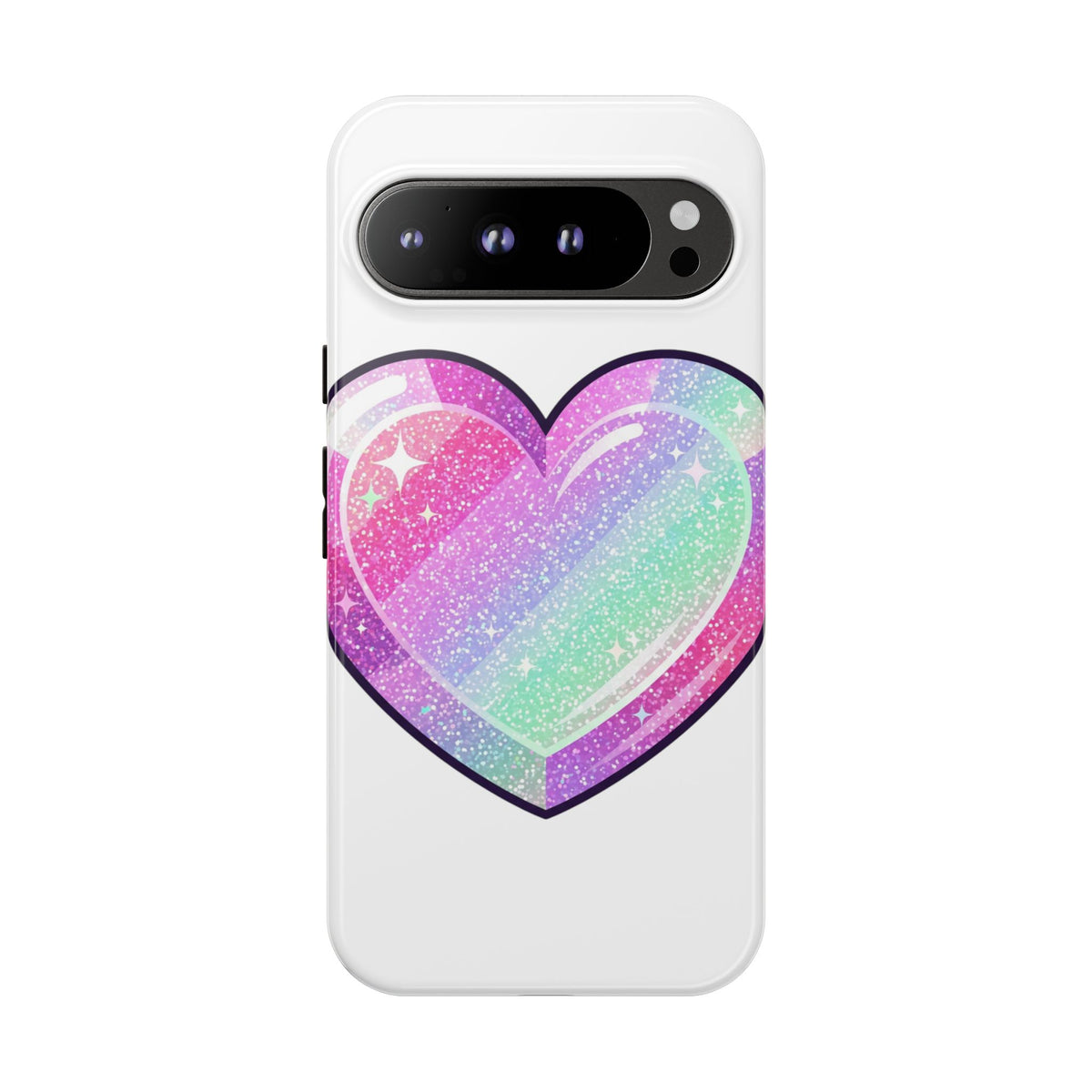 Pastel Glitter Heart Tough Phone Case — Cute Protective Phone Cover