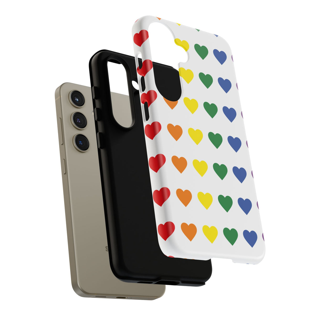 Rainbow Heart Tough Phone Case — Pride Pattern Protective Cover