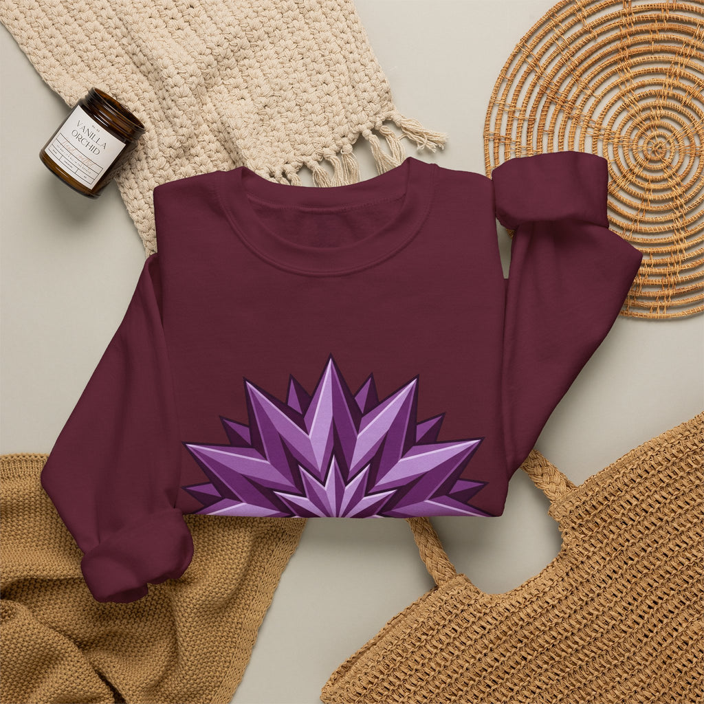 Purple Geometric Starburst Crewneck Sweatshirt
