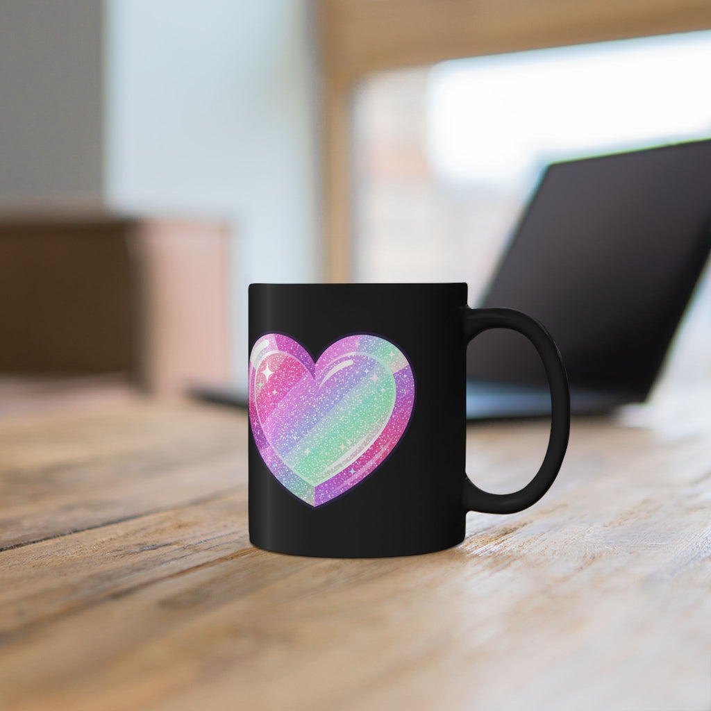 Glittery Heart Black Mug (11oz, 15oz)