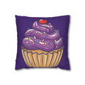 Purple Cupcake Decorative Pillowcase — Cute Dessert Throw Pillow Cover- Dark Purple