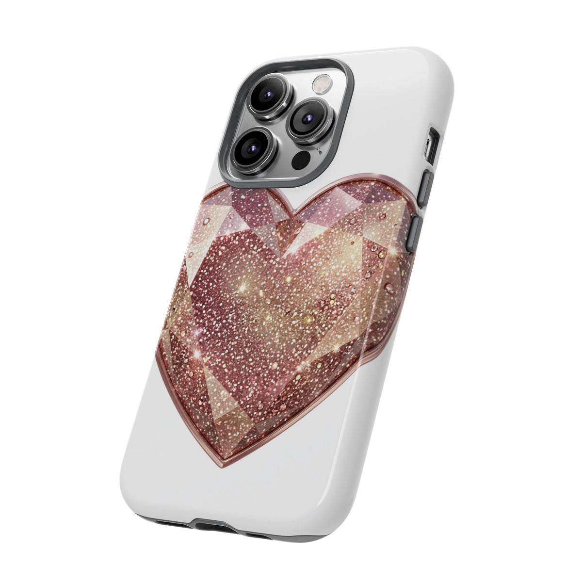 Rose Gold Glitter Crystal Heart Phone Case