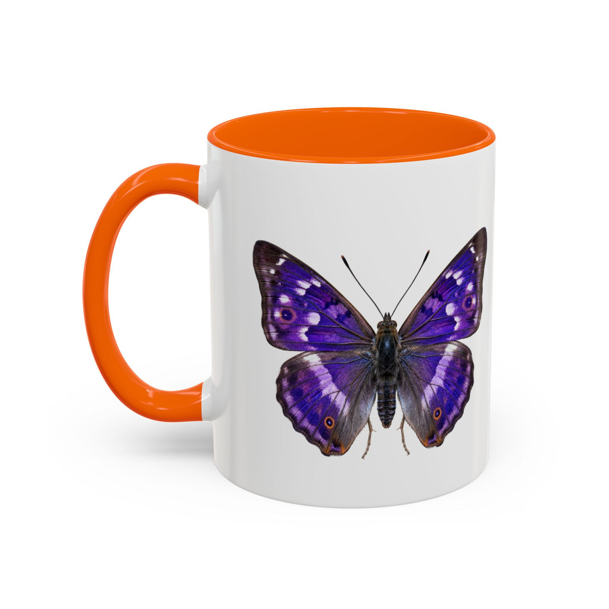 Purple Butterfly Accent Coffee Mug – Elegant Floral Butterfly Ceramic Cup