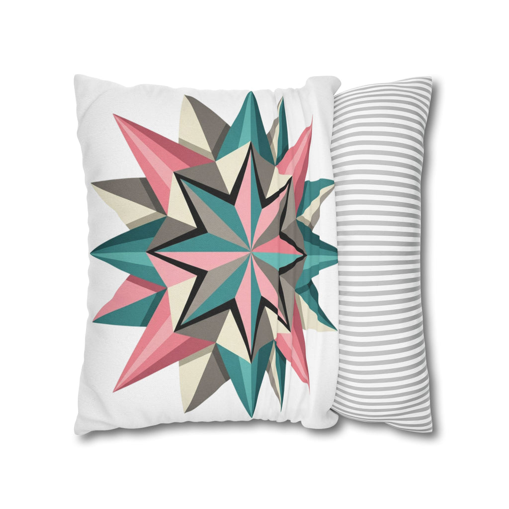 Geometric Starburst Throw Pillowcase — Pink Teal Modern Decorative Cushion Cover