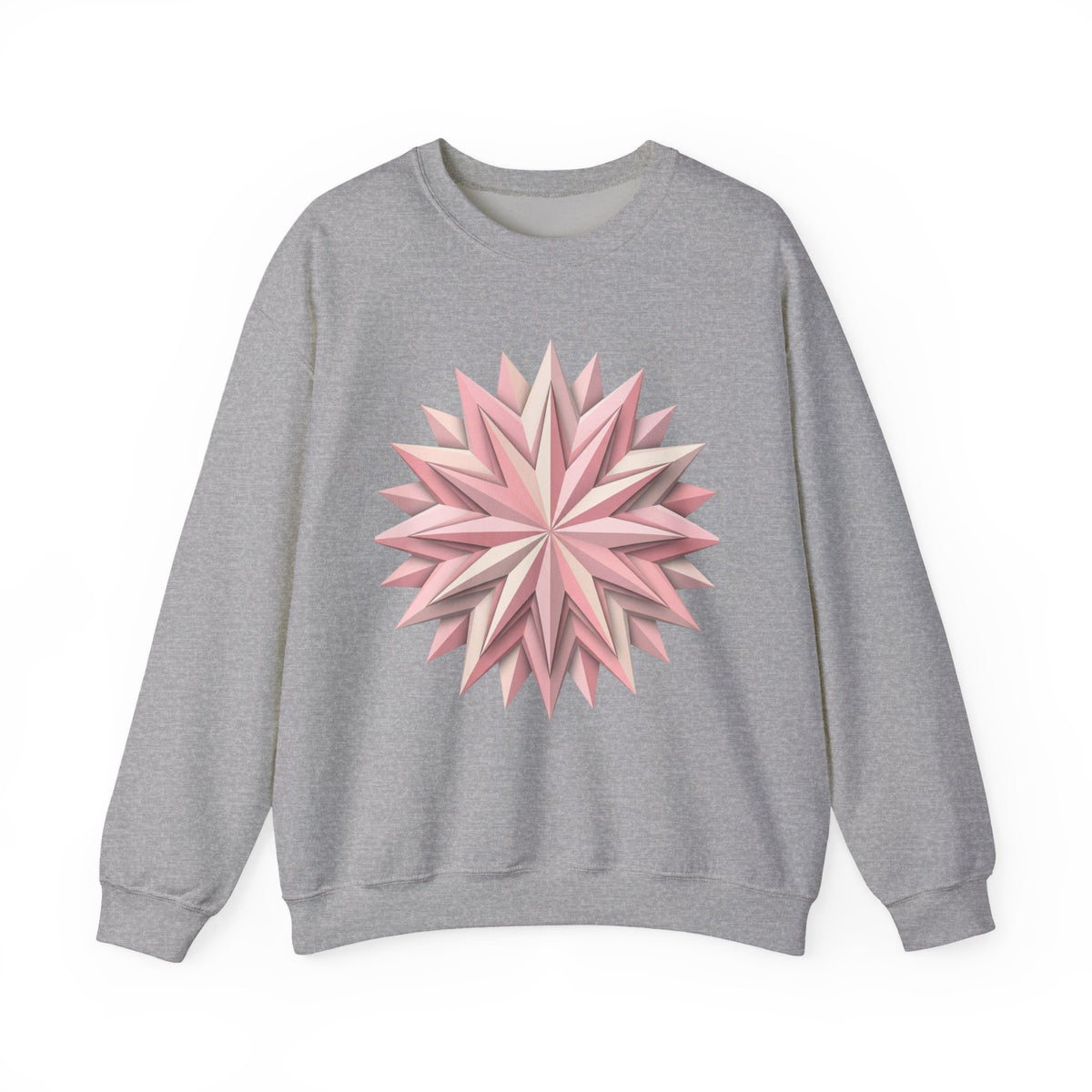 Starburst Polygon Crewneck Sweatshirt — Pink Geometric Floral Graphic