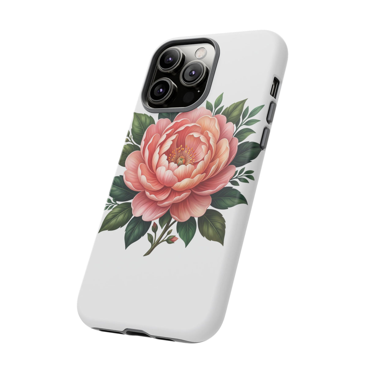Floral Peony Tough Phone Case — Protective Botanical iPhone Cover