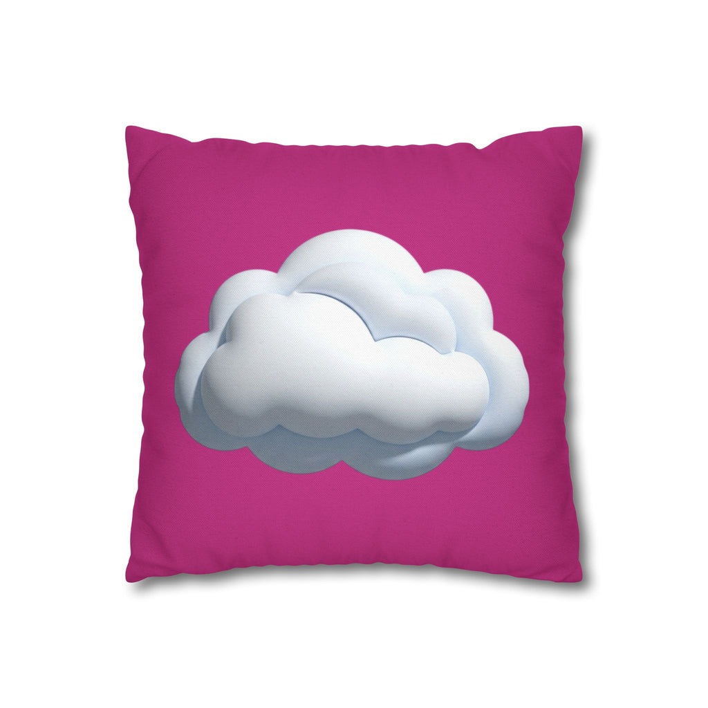 Cloud Graphic Pillowcase - Magenta Decorative Square Throw Pillow Cover