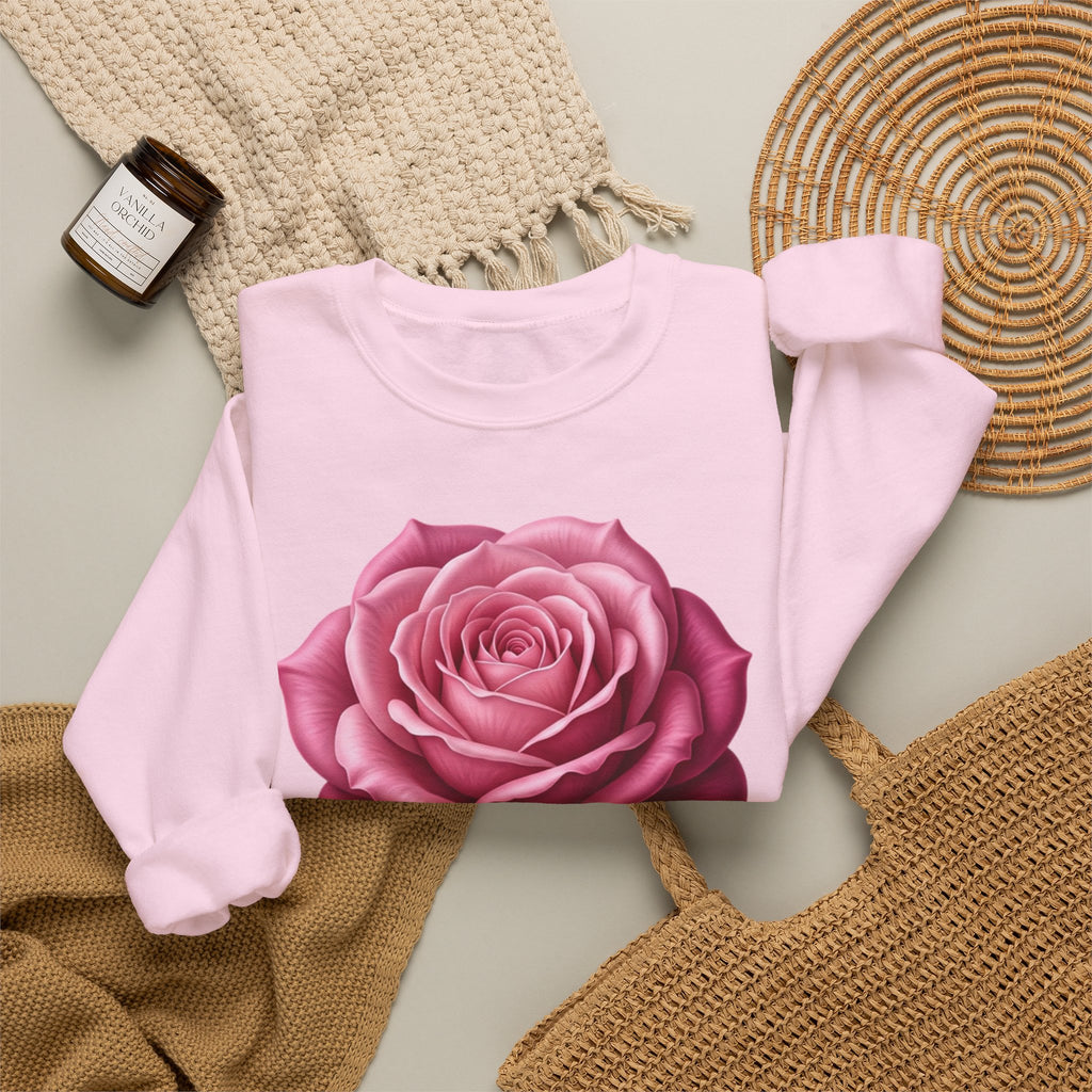 Rose Graphic Sweatshirt — Vintage Pink Rose Floral Crewneck