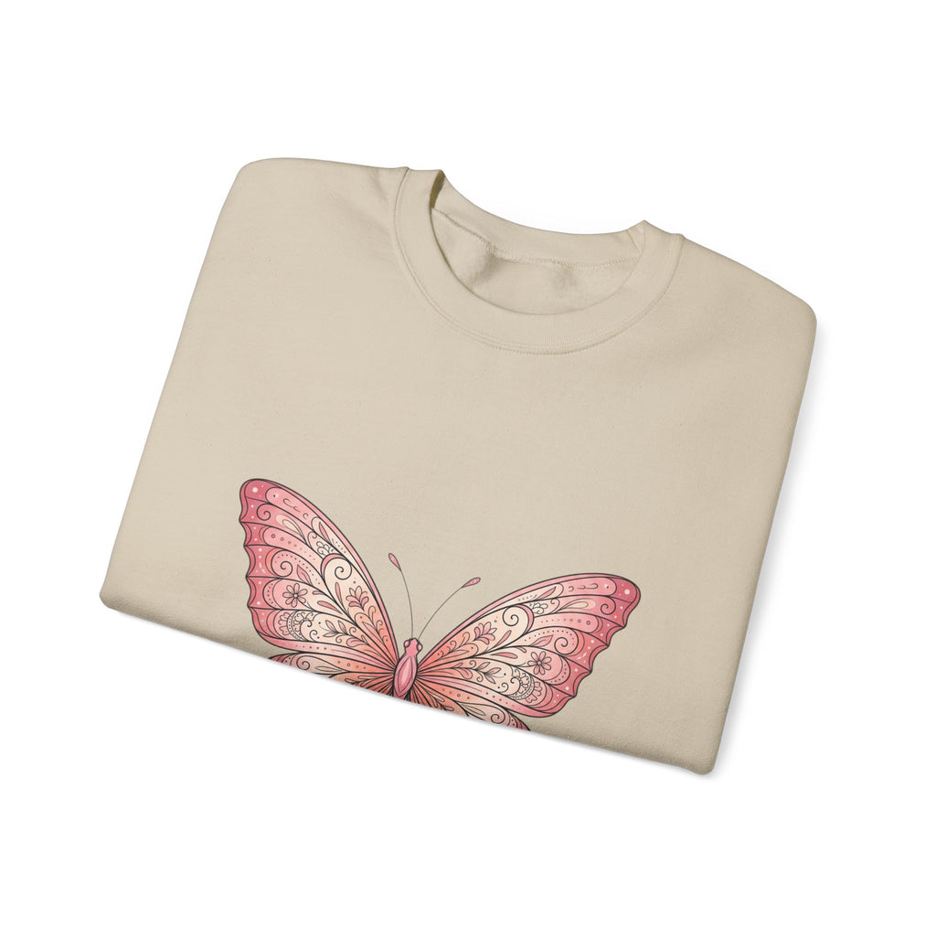 Pink Watercolor Butterfly Crewneck Sweatshirt