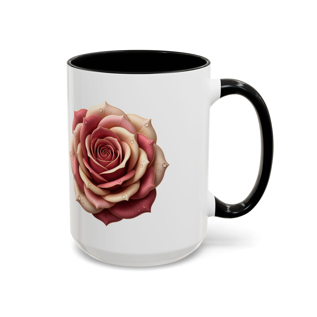 Rose Waterdrop Accent Coffee Mug — Floral 11/15oz
