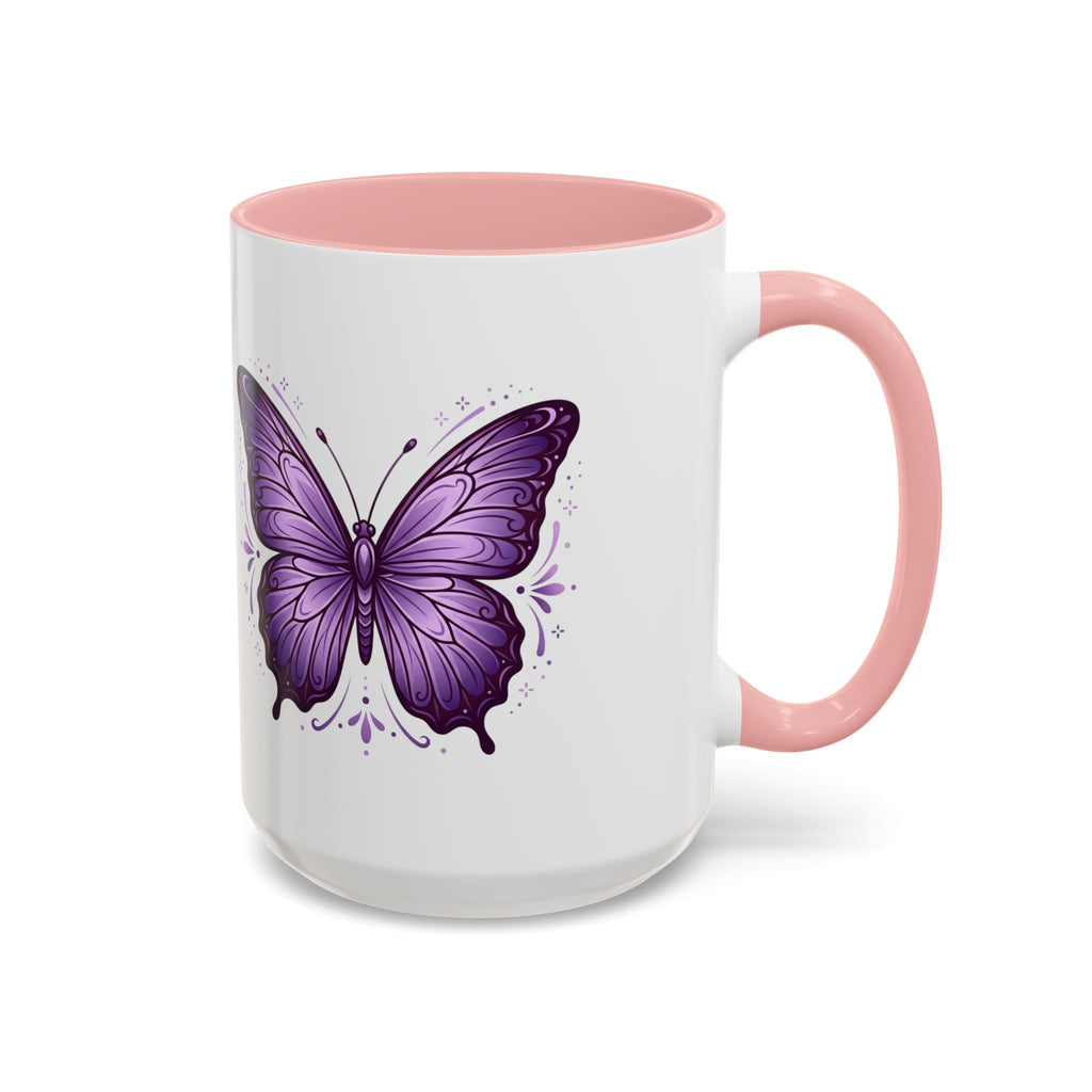 Purple Butterfly Accent Coffee Mug — 11oz & 15oz Decorative Tea Cup