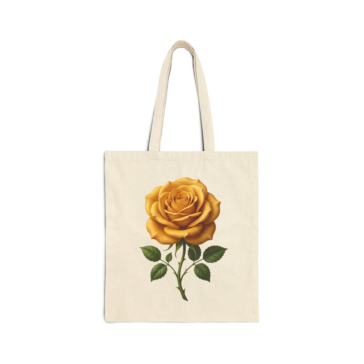 Yellow Rose Tote Bag — Vintage Floral Cotton Canvas Shopper