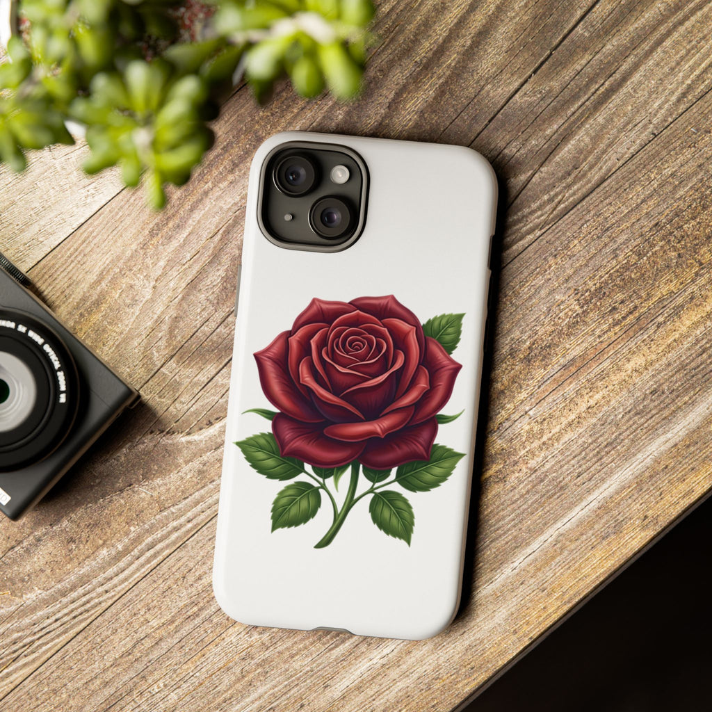 Rose Phone Case — Vintage Red Rose Floral Protective Cover