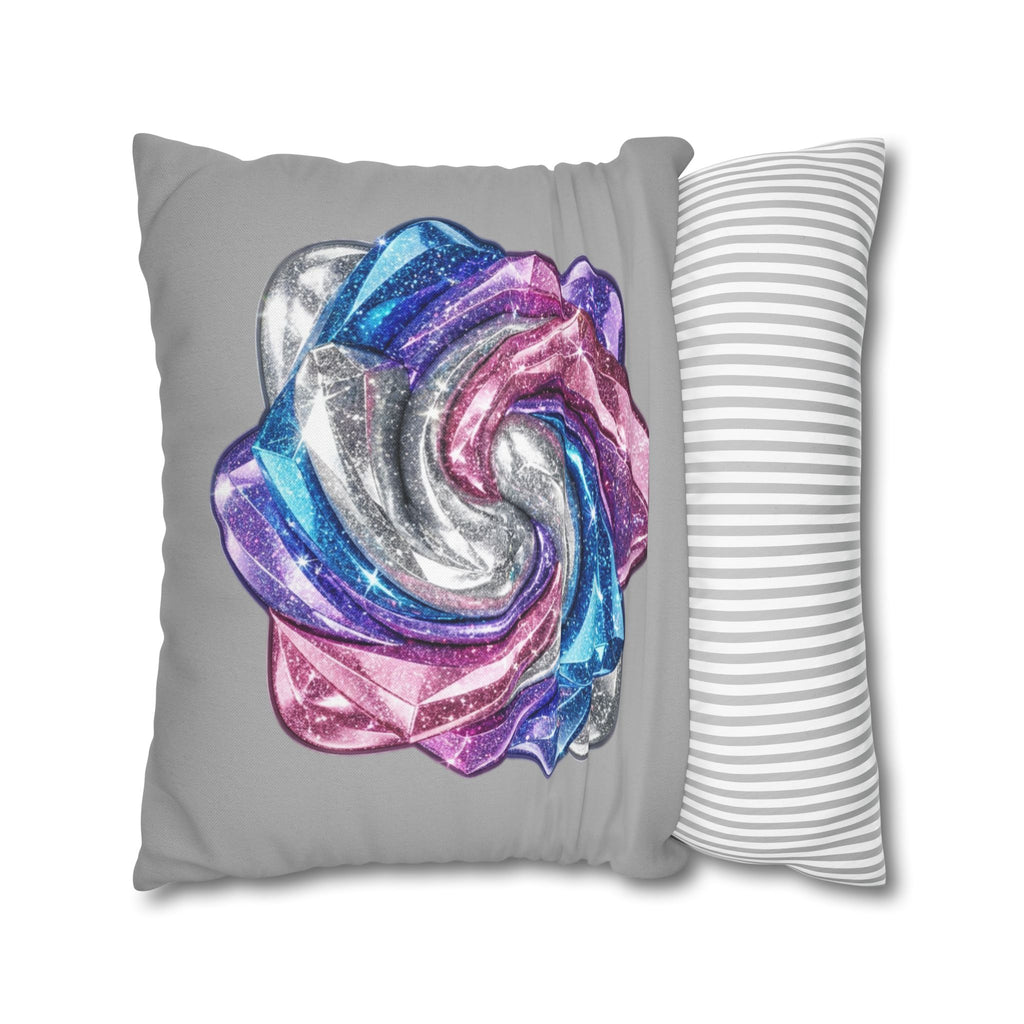 3D Glitter Design Light Grey Spun Polyester Square Pillowcase