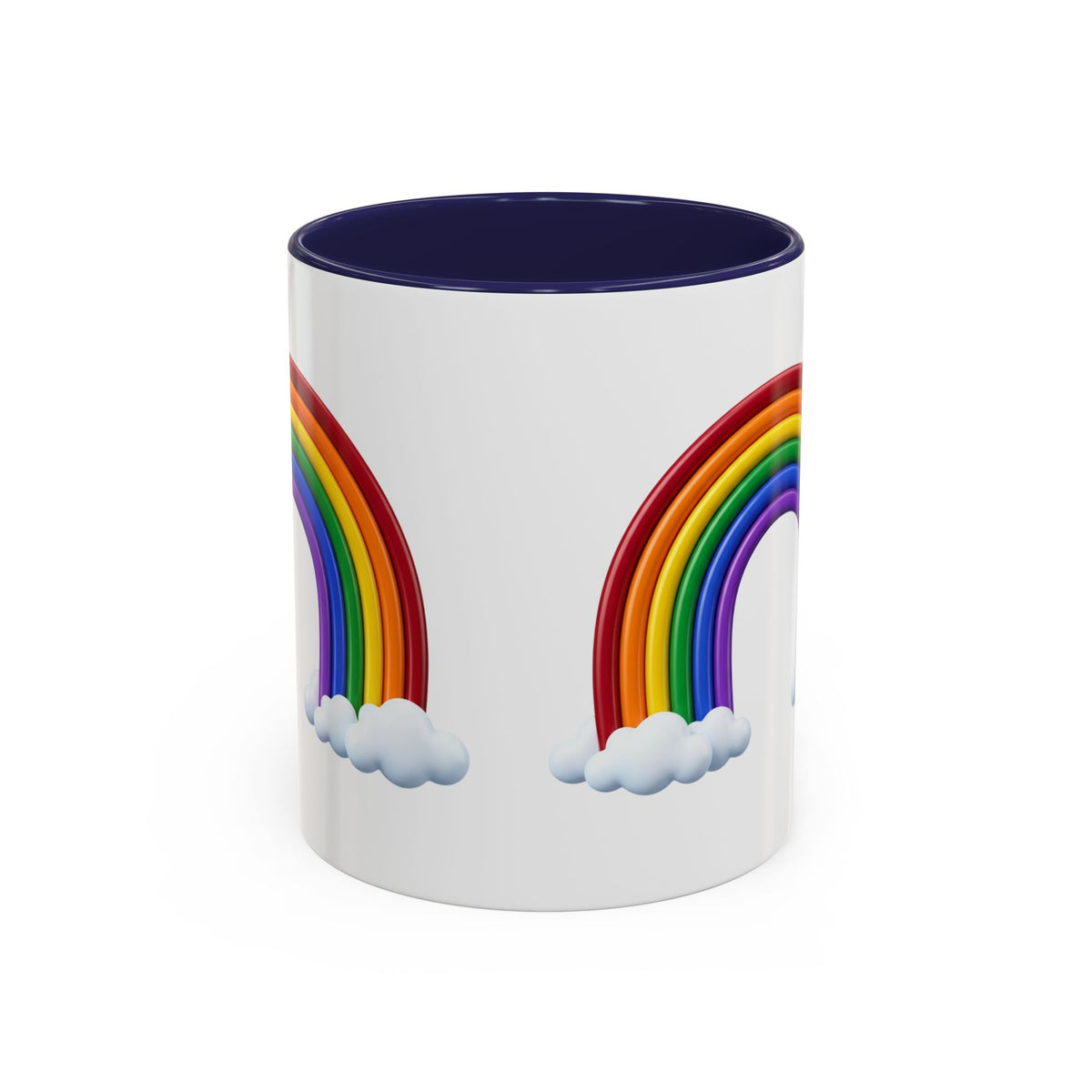 Rainbow Coffee Mug - Colorful Arc & Clouds Accent Mug (11/15oz)