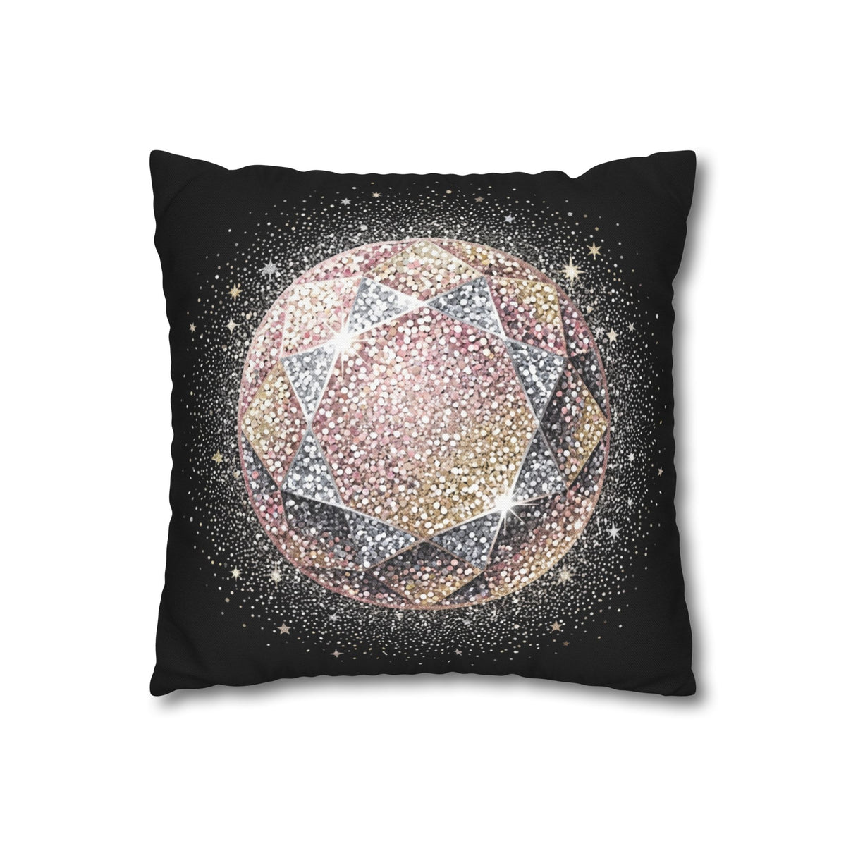 Glittery Black Spun Polyester Square Pillowcase