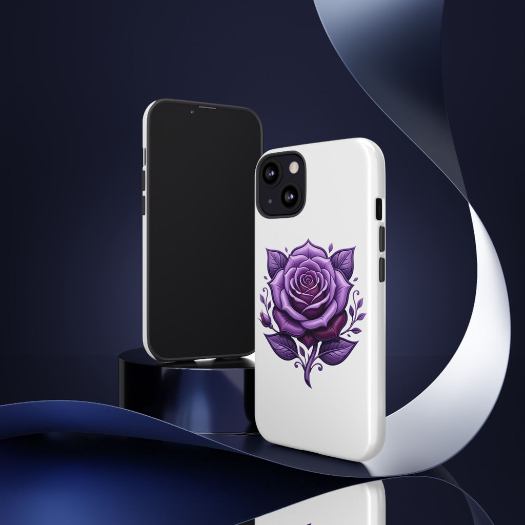 Purple Rose Tough Phone Case — Floral Protective Phone Cover