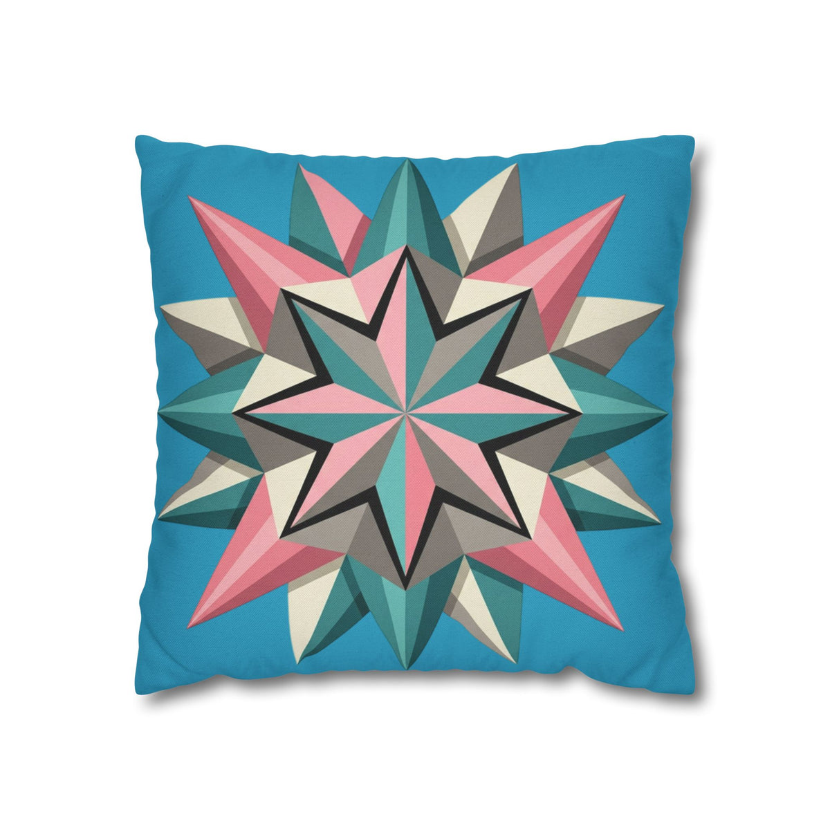 Geometric Starburst Decorative Pillowcase — Turquoise Pink Accent Cushion Cover