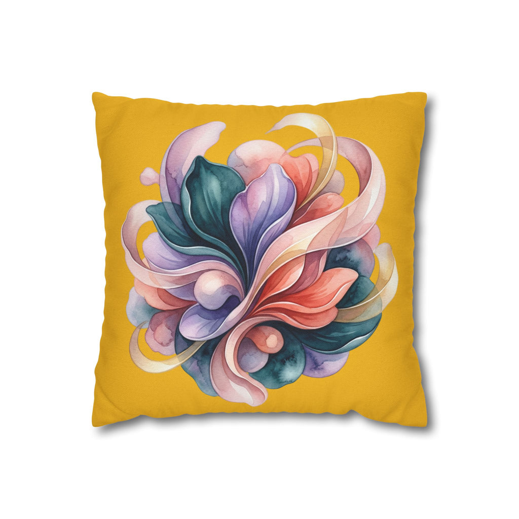 Floral Swirl Decorative Pillowcase — Vibrant Yellow Abstract Flower Accent