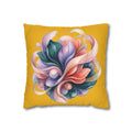 Floral Swirl Decorative Pillowcase — Vibrant Yellow Abstract Flower Accent