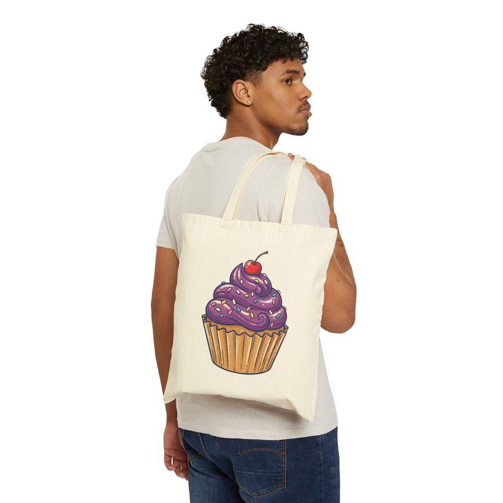 Purple Cupcake Cotton Canvas Tote Bag