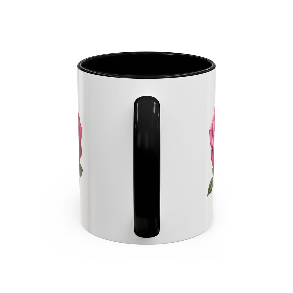 Pink Rose Accent Coffee Mug — Floral Tea & Coffee Cup (11/15 oz)