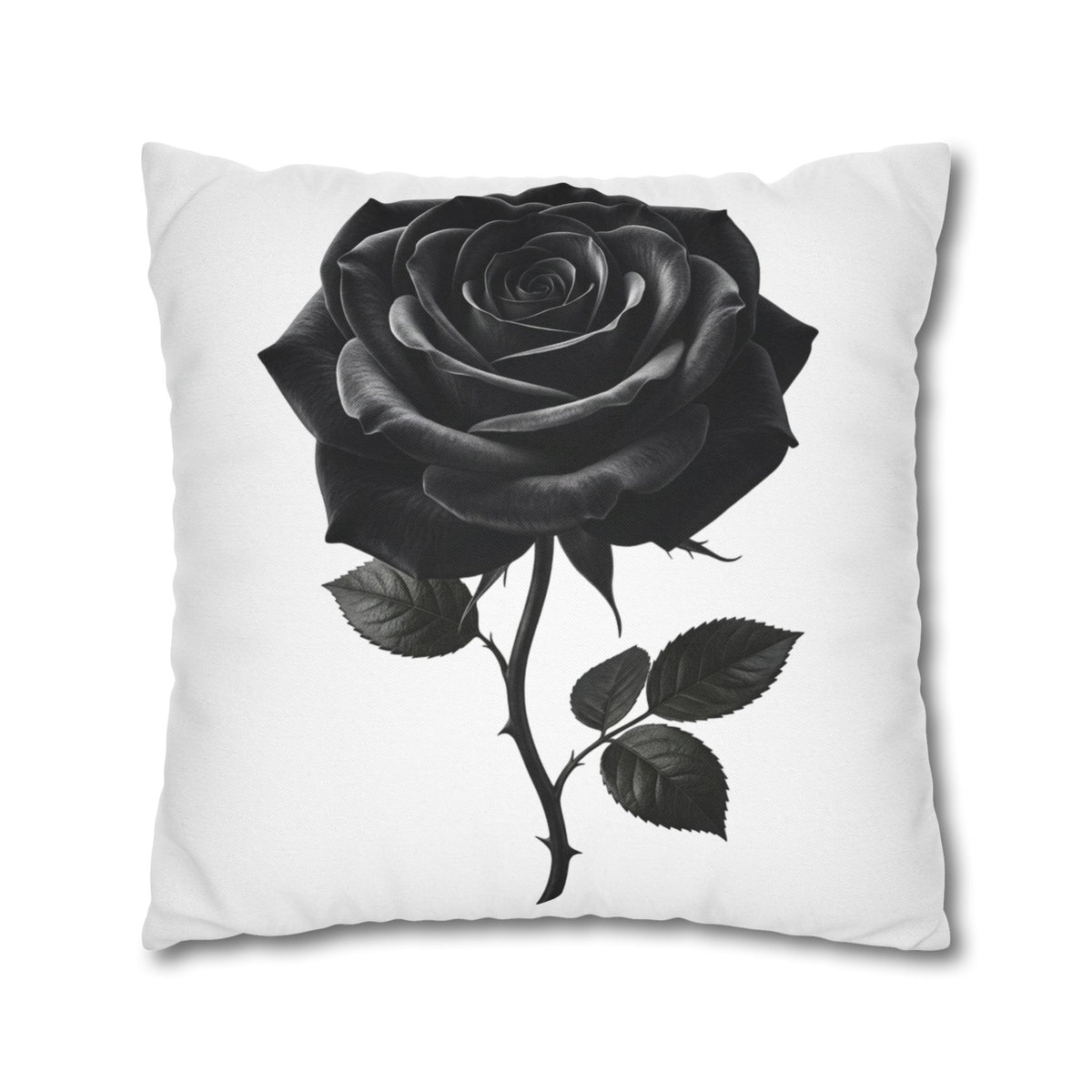 Black Rose Spun Polyester Square Pillowcase