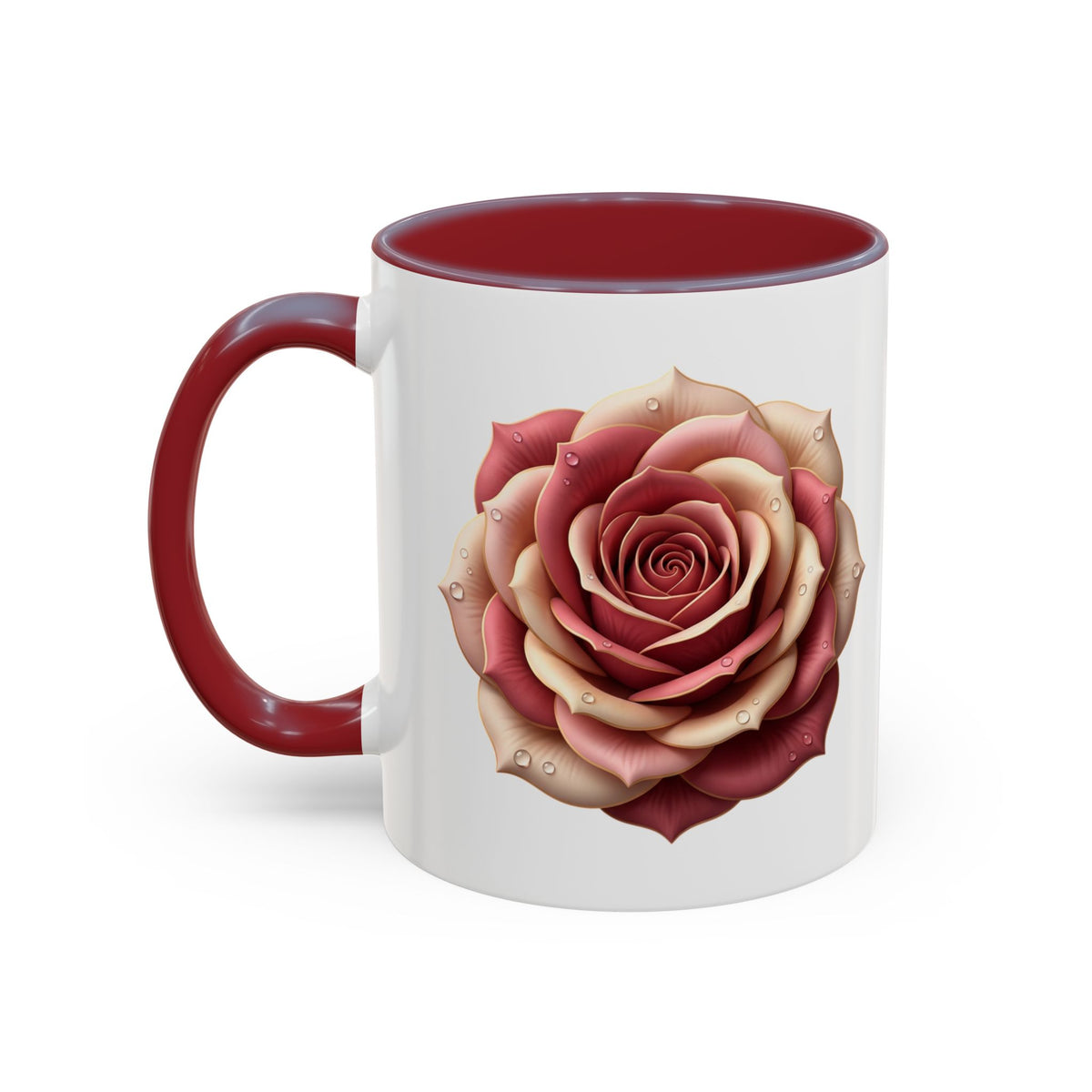 Rose Waterdrop Accent Coffee Mug — Floral 11/15oz