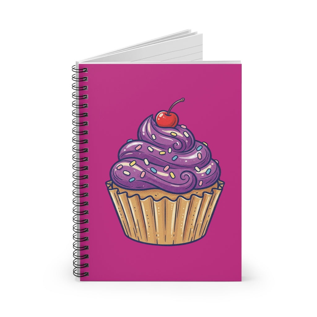 Cupcake Notebook — Purple Frosting Spiral Ruled Journal