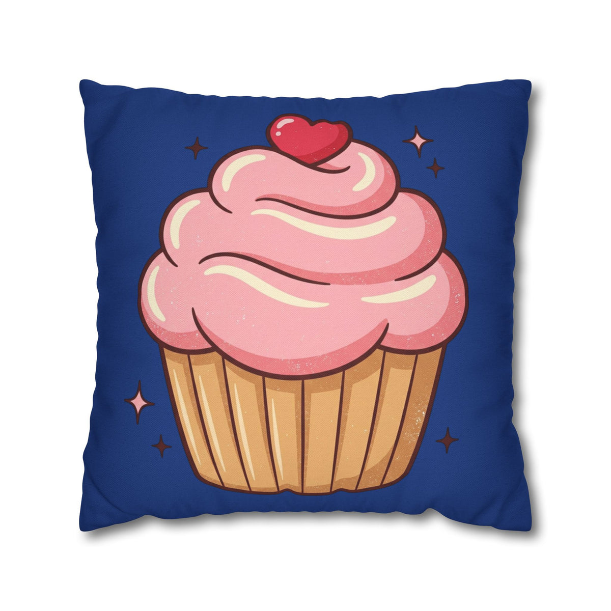 Pink Cupcake Spun Polyester Square Pillowcase- Navy