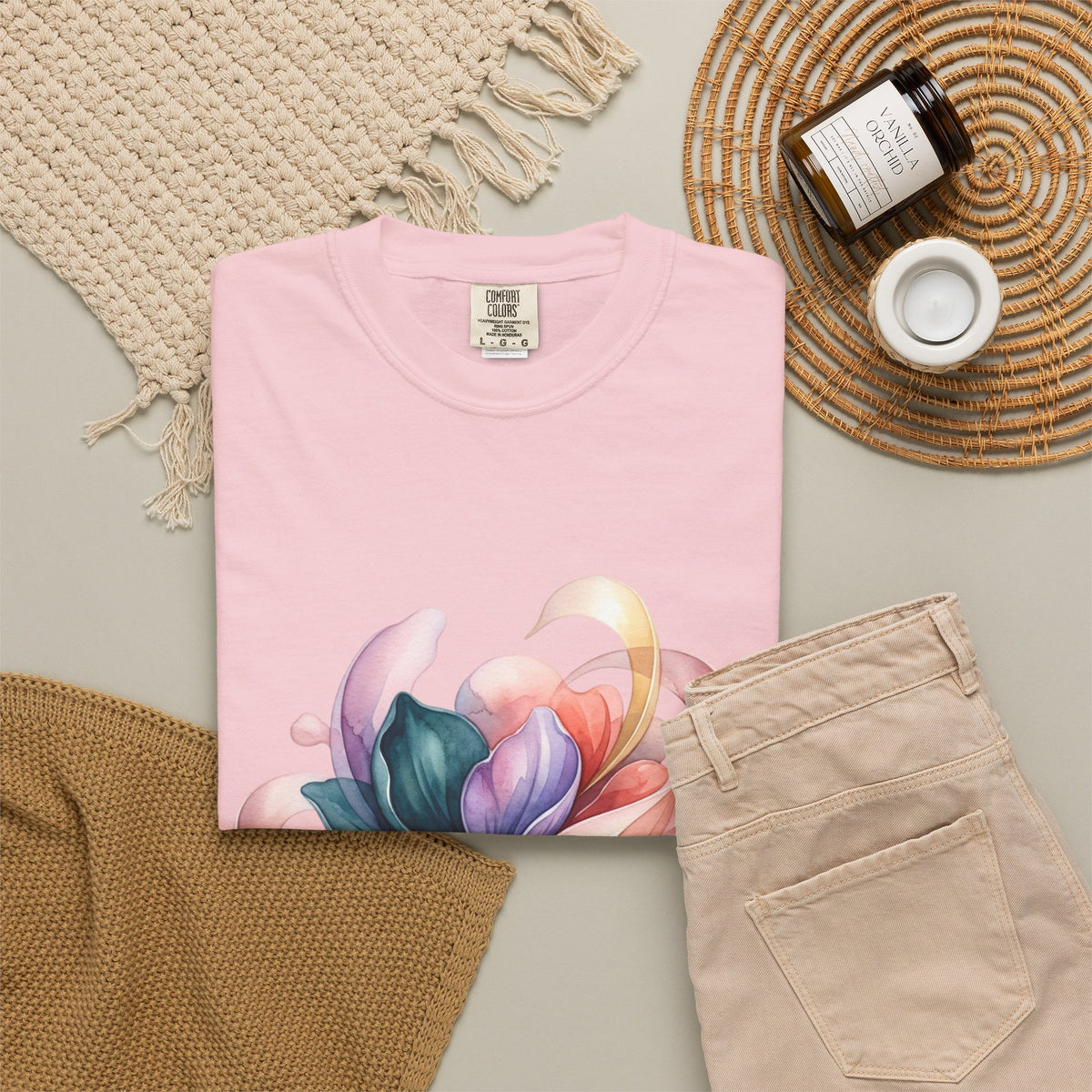 T-Shirt — Colorful Abstract Floral Swirl Graphic Tee