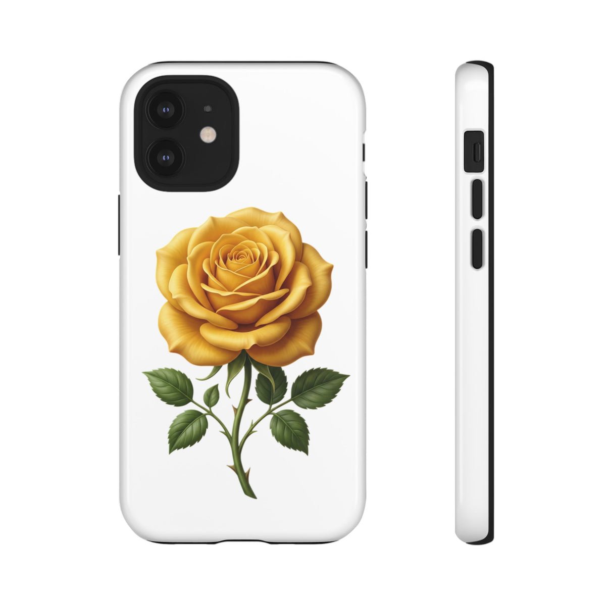 Yellow Rose Phone Case — Vintage Floral Tough Protective Cover