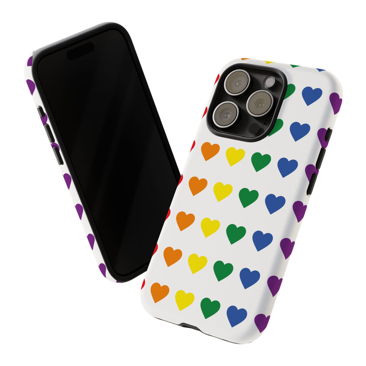 Rainbow Heart Tough Phone Case — Pride Pattern Protective Cover
