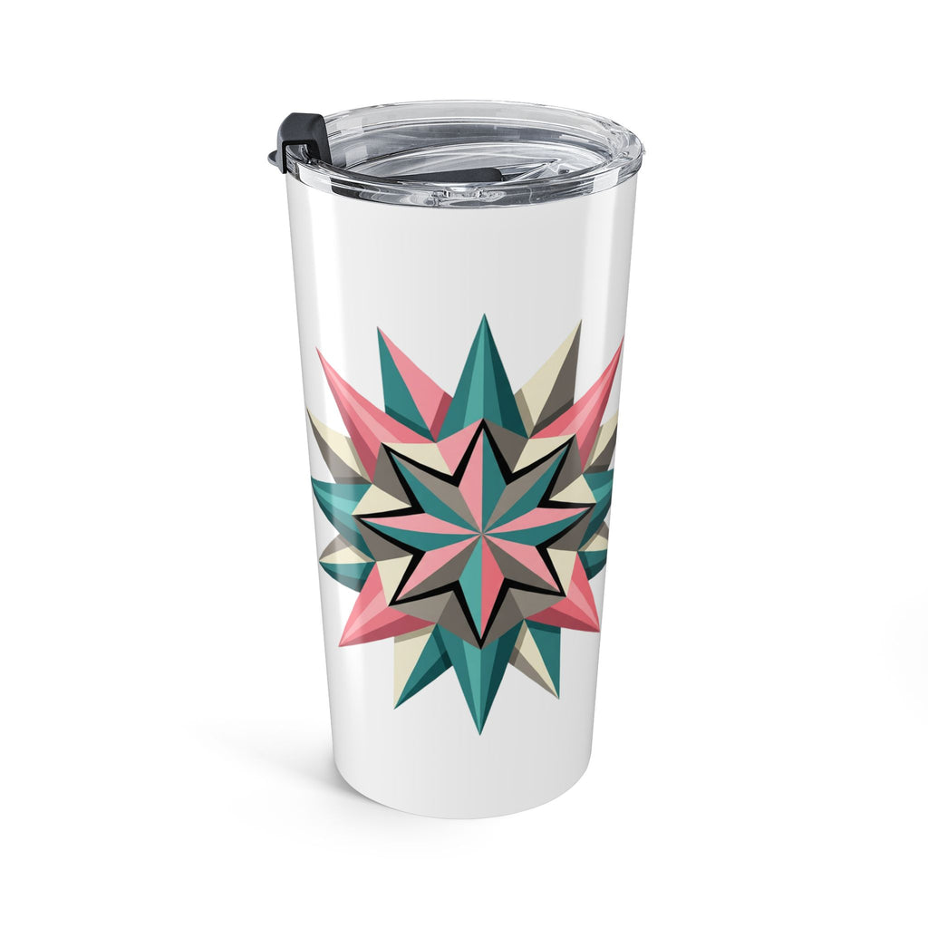 Starburst Geometric 20oz Tumbler — Colorful Modern Floral Travel Cup- White
