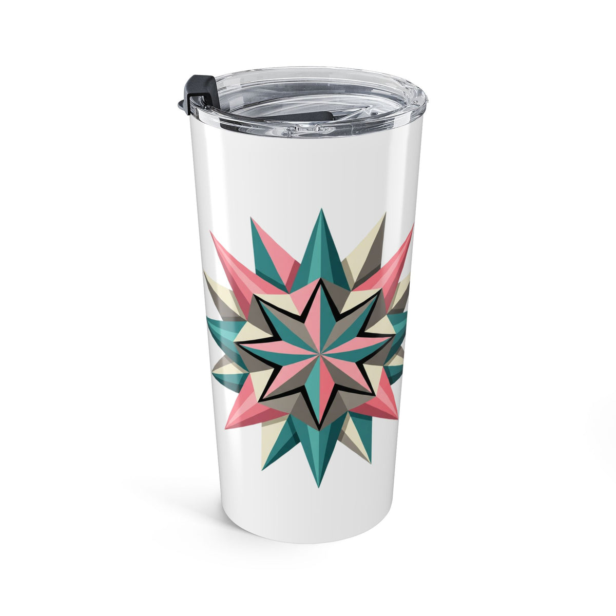 Starburst Geometric 20oz Tumbler — Colorful Modern Floral Travel Cup- White