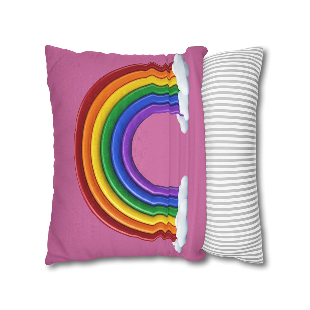 Rainbow Light Pink Spun Polyester Square Pillowcase