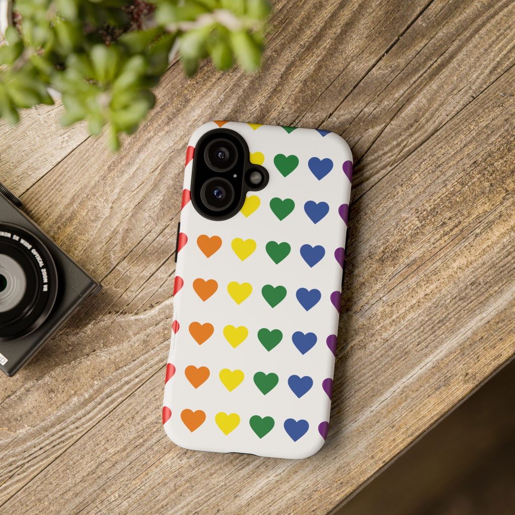 Rainbow Heart Tough Phone Case — Pride Pattern Protective Cover