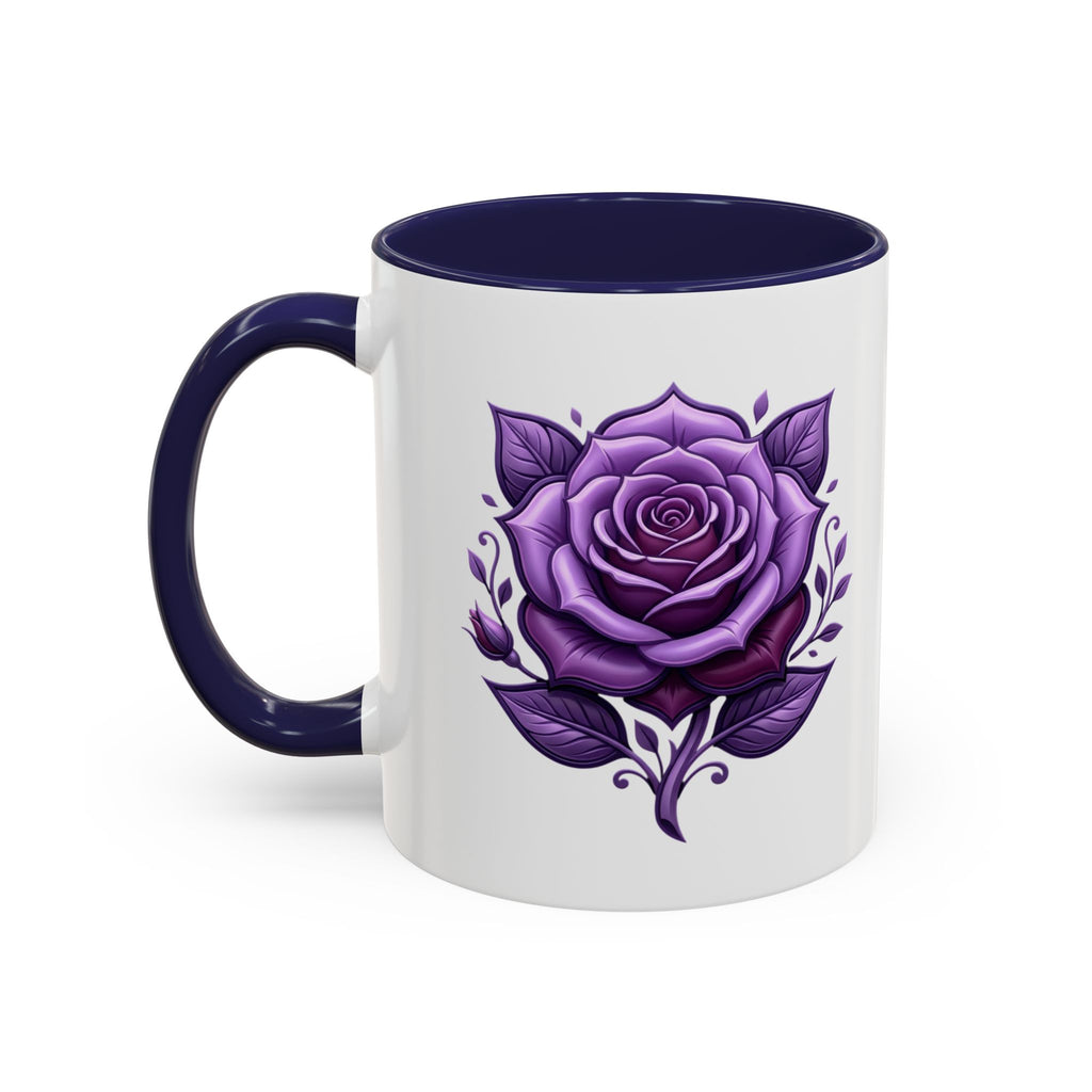 Purple Rose Accent Coffee Mug — Floral Gothic Tea Cup for Women & Gifts