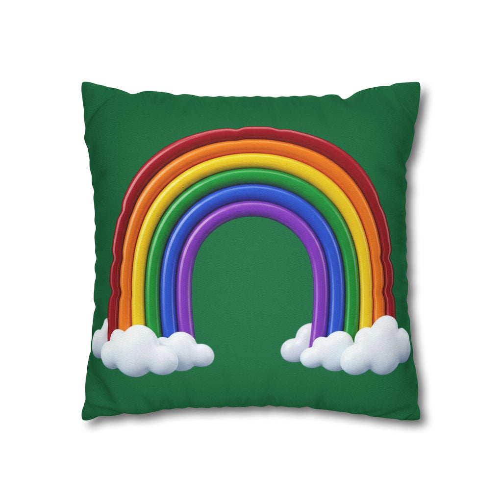 Rainbow Dark Green Spun Polyester Square Pillowcase