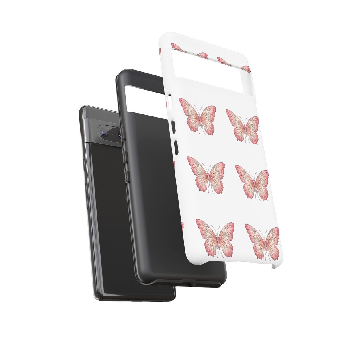 Pink Butterfly Tough Phone Case — Floral Pattern Protective Cover