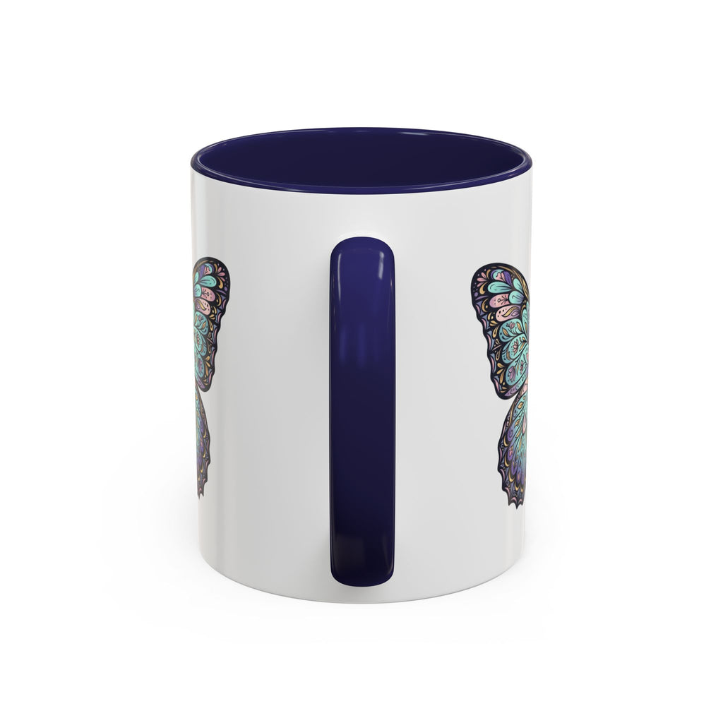 Butterfly Accent Coffee Mug — Teal Mandala Wing Design (11/15oz)